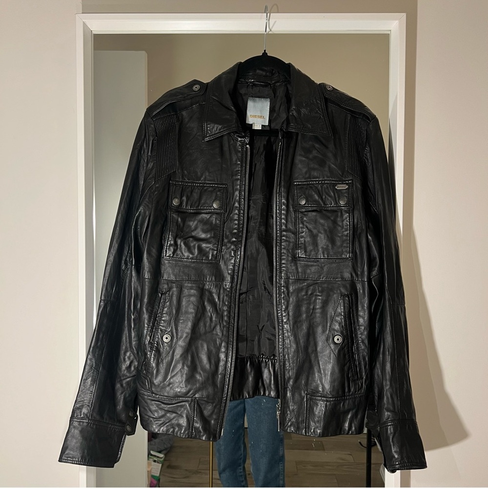 Diesel Leather Jacket L- Dark